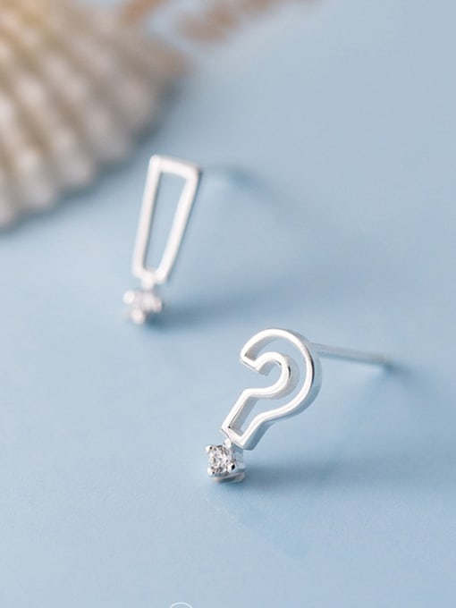 Rosh 925 Sterling Silver With Platinum Plated Cute Asymmetry Symbol Stud Earrings 2