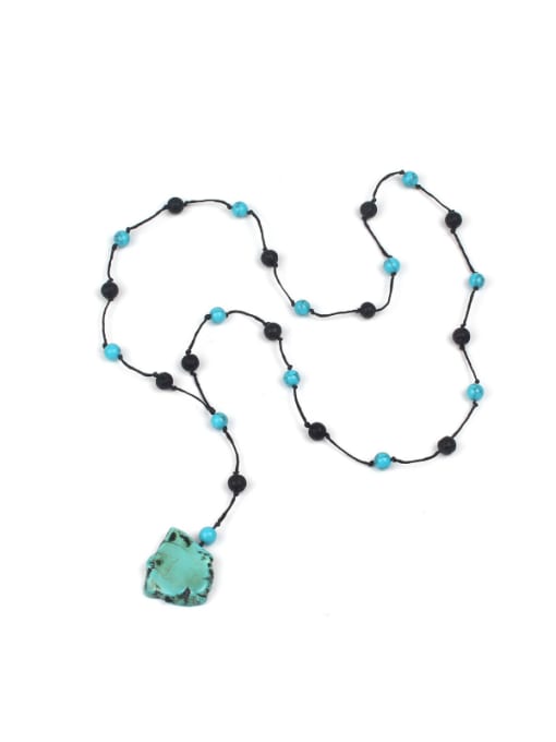 HN1836-C Simple Style Semi-precious Stones  Woven Wax Necklace