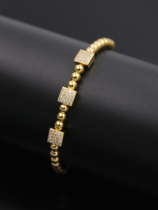 Golden Square Zircon Stretch Bracelet