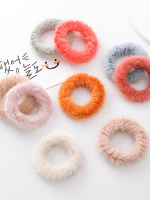 Girlhood Simple personality colored plush hair ring 2