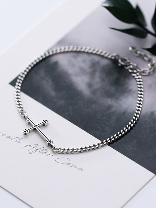 Rosh 925 Sterling Silver With Antique Silver Plated Fashion Cross Bracelets 0