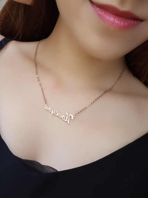JINDING I LOVE YOU Rose Gold Titanium Female Necklace 1