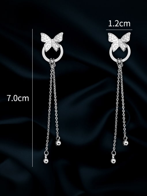 Mo Hai Copper With Cubic Zirconia Simplistic Butterfly Threader Earrings 2