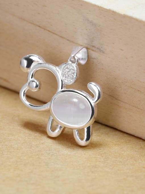 Peng Yuan Personalized Oval Stone Zodiac Dog 925 Silver Pendant 0