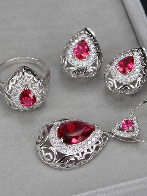 The Red Ring Is 6 Yards Retro Wedding Accessories Color Jewelry Set