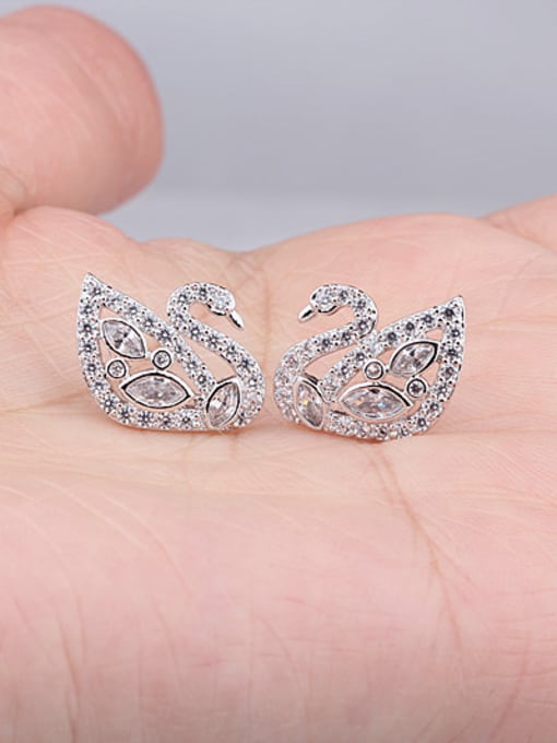 White Cartoon Zircon Sterling Silver European And Classic stud Earring