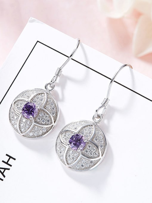 CEIDAI Fashion Shiny Zirconias Round 925 Silver Earrings 2