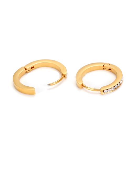 Gold Fashion Temperament Titanium Steel Zircon hoop earring
