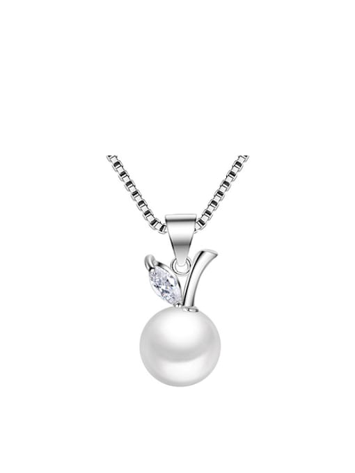 AI Fei Er Fashion Imitation Pearl Marquise Zircon Copper Pendant 0