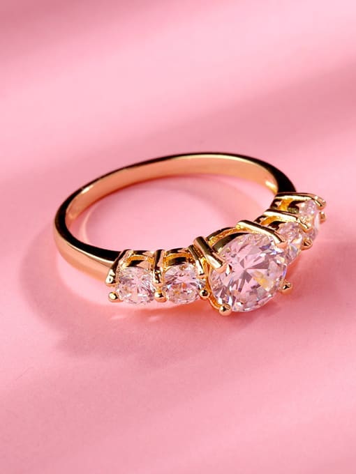 Ronaldo Elegant Gold Plated Geometric Shaped Zircon Ring 1