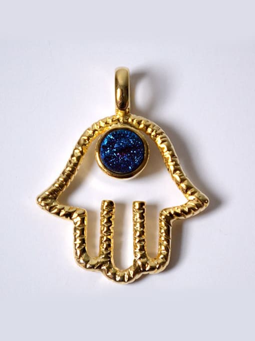 Blue Personalized Hollow Palm Natural Crystal Pendant
