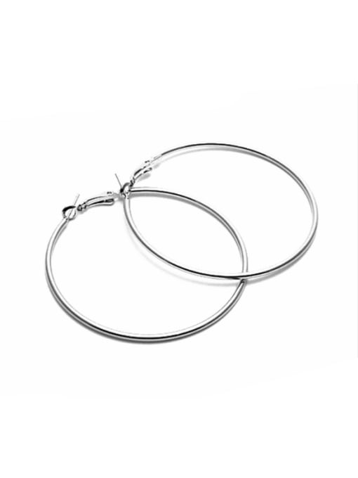 BSL Stainless Steel With Silver Plated Exaggerated Round Earrings 2