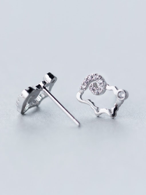 Rosh Lovely Sheep Shaped S925 Silver Rhinestone Stud Earrings 1