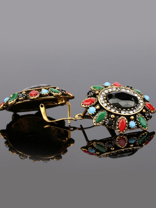 Gujin Bohemia Ethnic style Colorful Resin stones Alloy Earrings 2