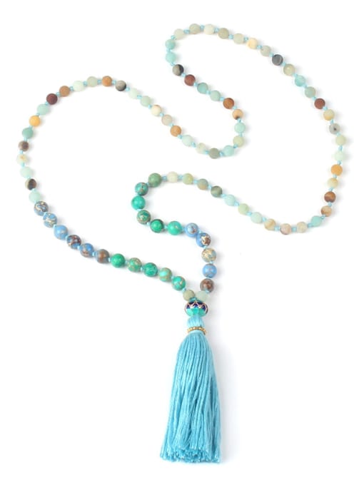 handmade Bohemia Colorful Natural Stones Tassel Long Necklace