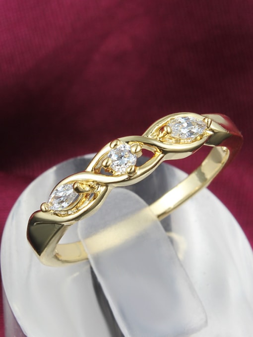 SANTIAGO Exquisite Twisted Design 18K Gold Plated Zircon Ring 1