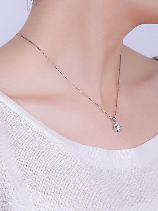 One Silver Simple Zircon Necklace 1