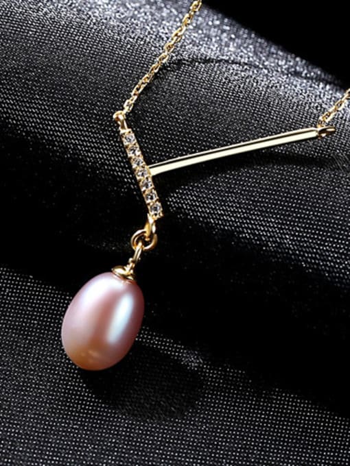 Purple New pure silver with AAA zircon natural pearl necklace
