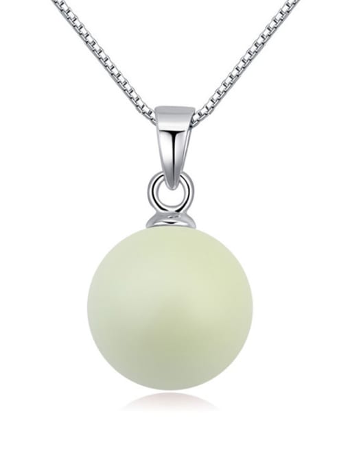 green Simple Imitation Pearl Pendant Alloy Necklace