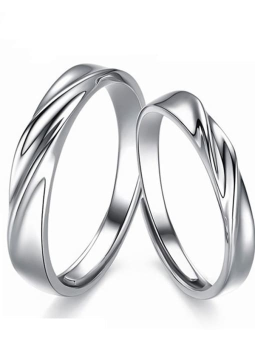Water wave opens to warn 925 Sterling Silver With Cubic Zirconia Simplistic  loves  Band Rings