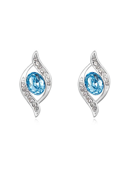 QIANZI Simple Oval austrian Crystals Alloy Stud Earrings 0