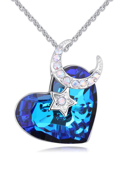 royal blue Fashion Shiny Heart austrian Crystal Alloy Necklace