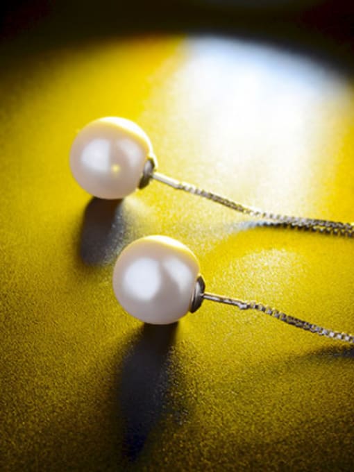 AI Fei Er Fashion Imitation Pearl Shiny Zirconias Star Line Earrings 3