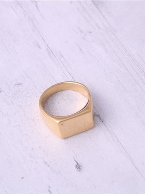 GROSE Titanium With Gold Plated Simplistic Smooth Geometric Band Rings 4