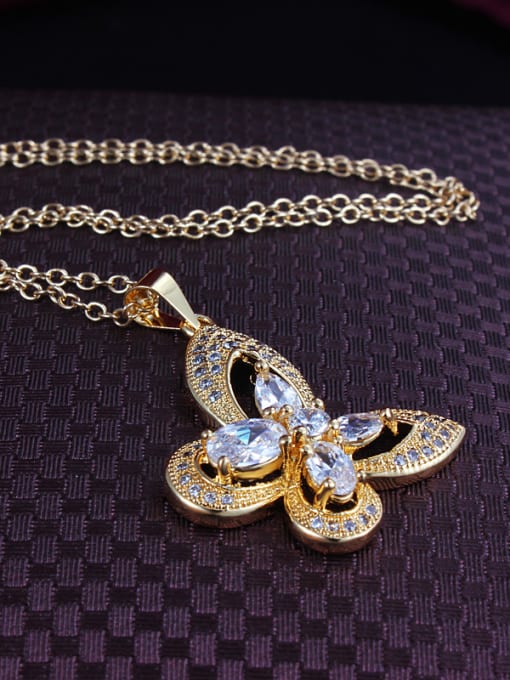 SANTIAGO Creative 18K Gold Plated Butterfly Shaped Zircon Necklace 1