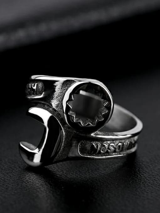 RANSSI Titanium Personalized Rolled Wrench Statement Ring 1