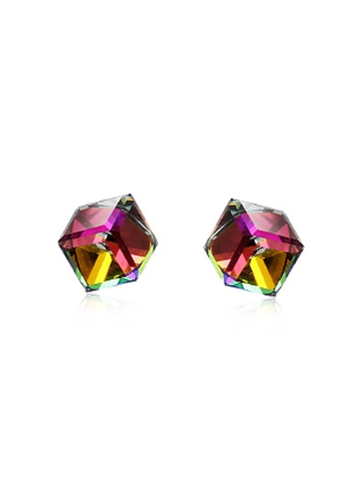 OUXI Tiny Cube austrian Crystal Stud Earrings 0
