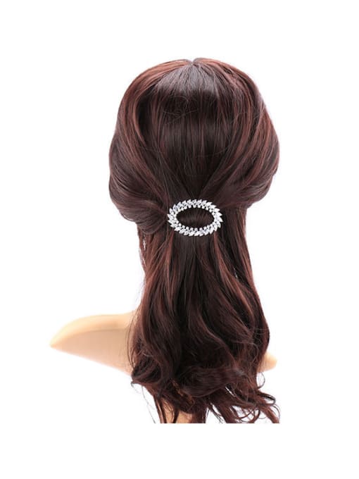 Wei Jia Fashion White Shiny Zirconias Copper Hairpin 1