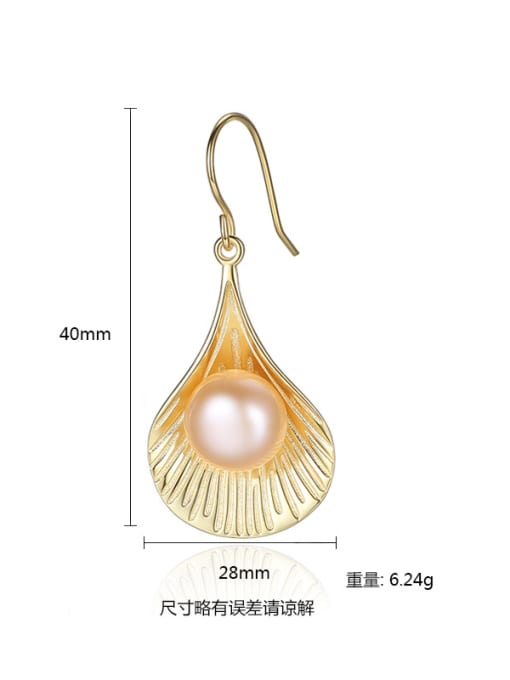CCUI Sterling silver 9-9.5mm natural pearl 18K gold plated earrings 3