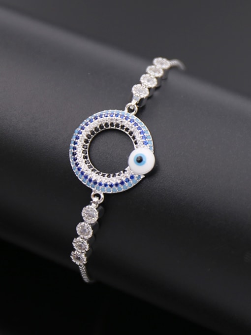 Silvery Zircon Round Adjustable Bracelet