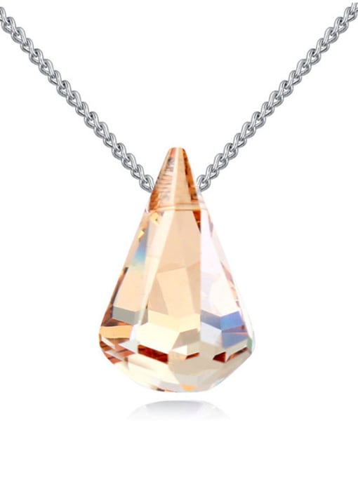 yellow Simple Shiny Water Drop shaped austrian Crystal Pendant Alloy Necklace
