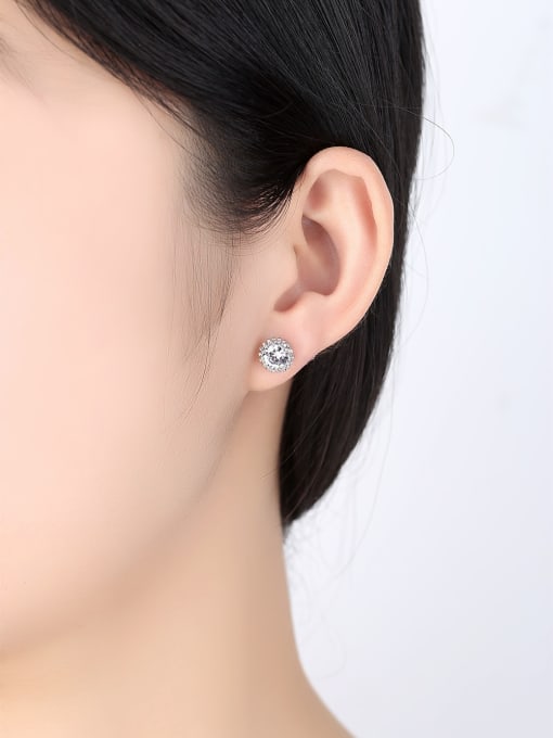 RANSSI Tiny Shiny Cubic Zircon Copper Stud Earrings 1
