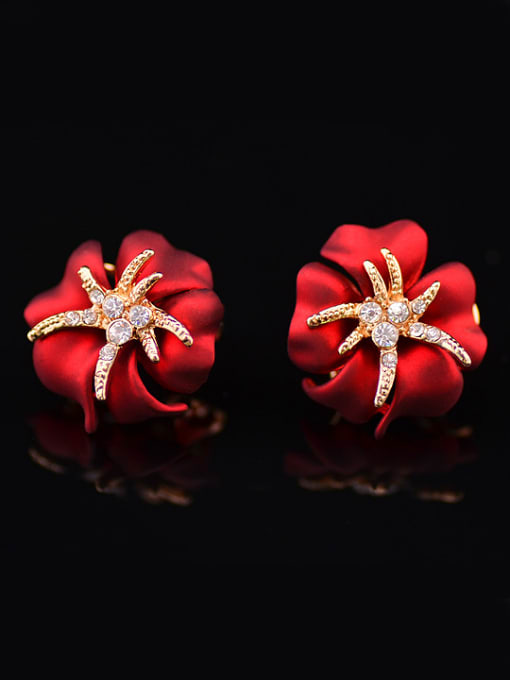 Red Fashion Personalized Starfish Cubic Rhinestones Alloy Earrings