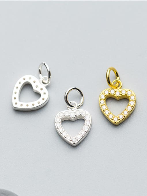 FAN 925 Sterling Silver With 18k Gold Plated Classic Heart Charms 2