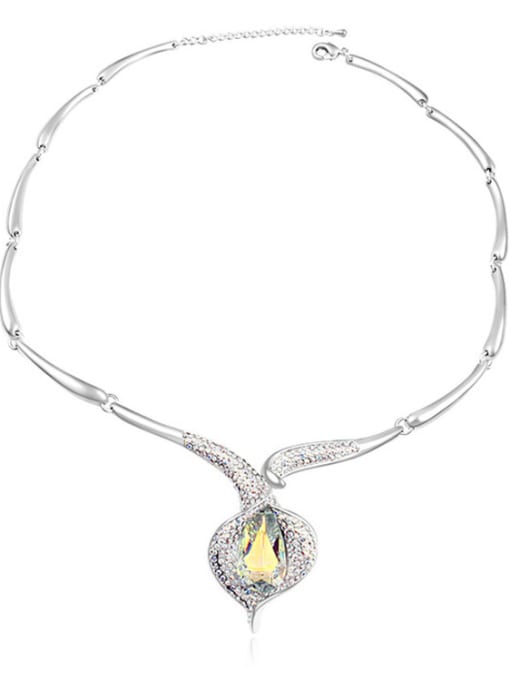 QIANZI Fashion austrian Crystals Heart Pendant Alloy Necklace 2