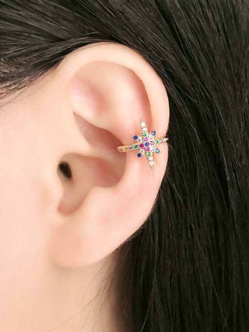 ROSS Copper With  Cubic Zirconia Trendy snowflake Stud Earrings 1