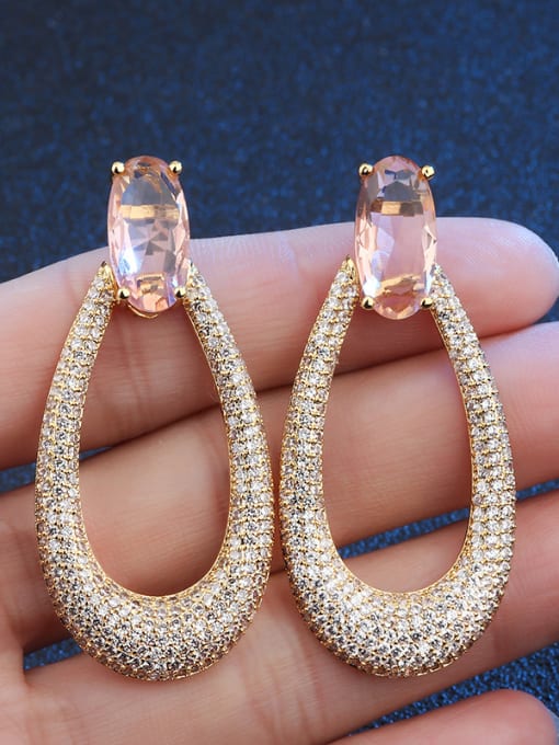 ROSS Copper With Cubic Zirconia Delicate Water Drop Cluster Earrings 2