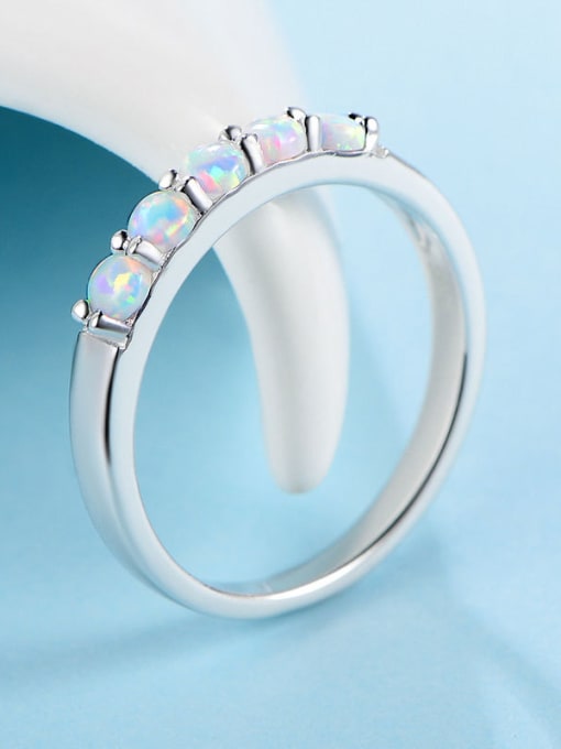 White Platinum Plated Opal Stone Ring