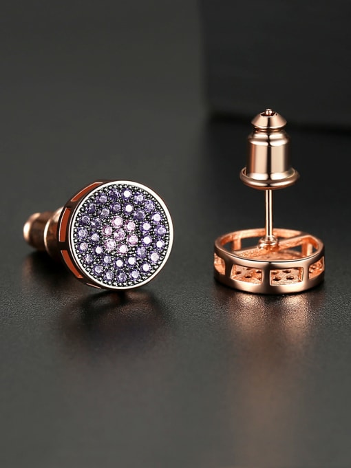 BLING SU Copper With Gold Plated Simplistic Round Stud Earrings 2