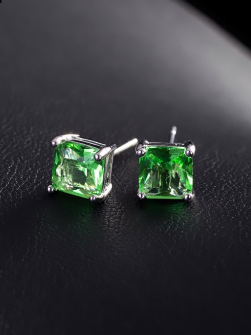 Light Green 6MM Simple Square AAA Zircons stud Earring