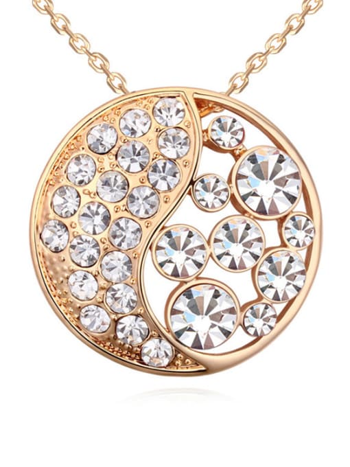 White Fashion Cubic austrian Crystals Round Pendant Alloy Necklace