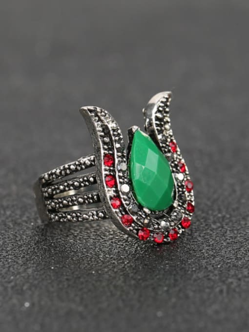 Gujin Retro style Green Resin stone Red Crystals Alloy Three Pieces Jewelry Set 2