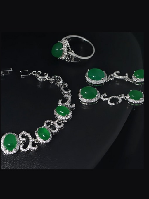 6# set Malay Jade Four Pieces Jewelry Set