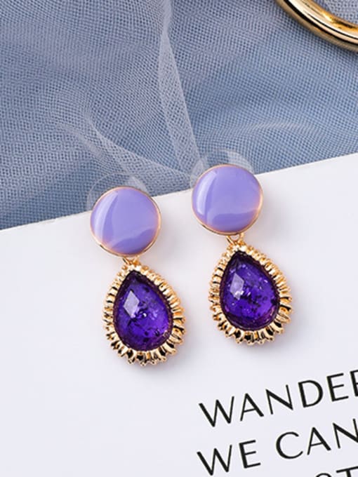 C purple Alloy With Rose Gold Plated Fashion Water Drop Drop Earrings
