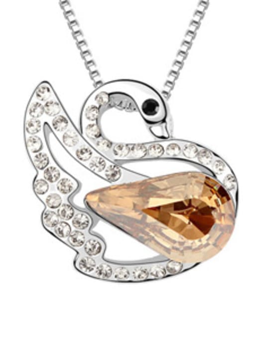QIANZI Elegant austrian Crystals Swan Pendant Alloy Necklace 3