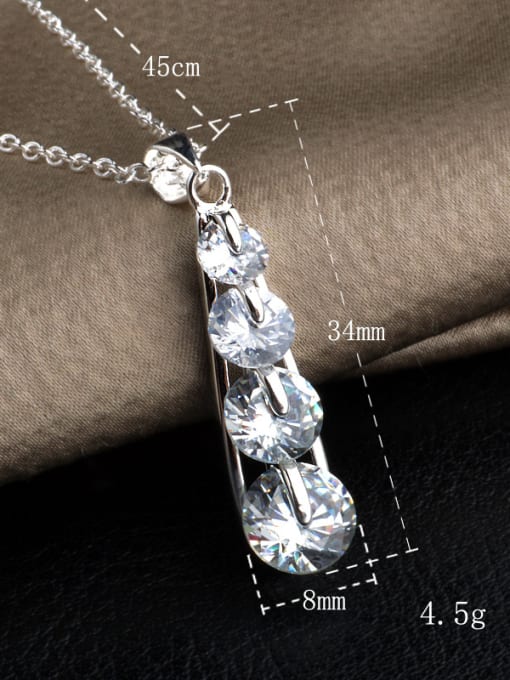 Ya Heng Fashion Cubic White Zirconias Pendant Copper Necklace 2